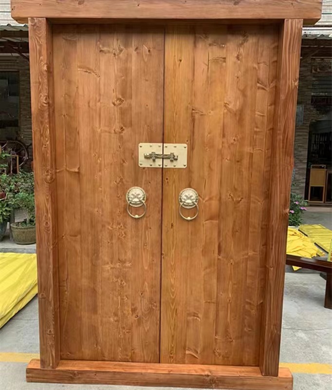 老榆木大门庭院仿古农村自建房祠堂寺庙会所别墅双榆木乡村新中式