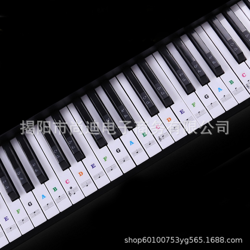 钢琴键盘贴纸61键88电子琴手卷钢琴键贴谱简五线谱按键键位音标贴