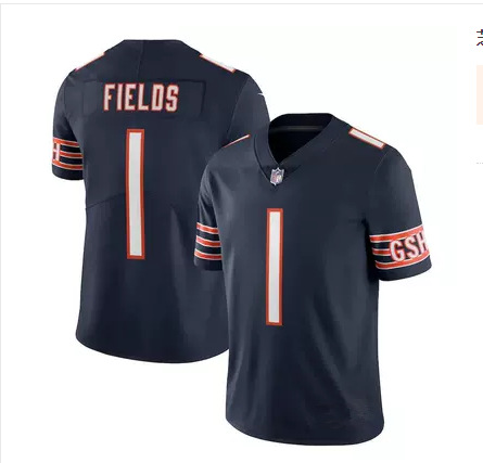 nfl芝加哥熊队chicago bears橄榄球服1号justin fields运动球衣男