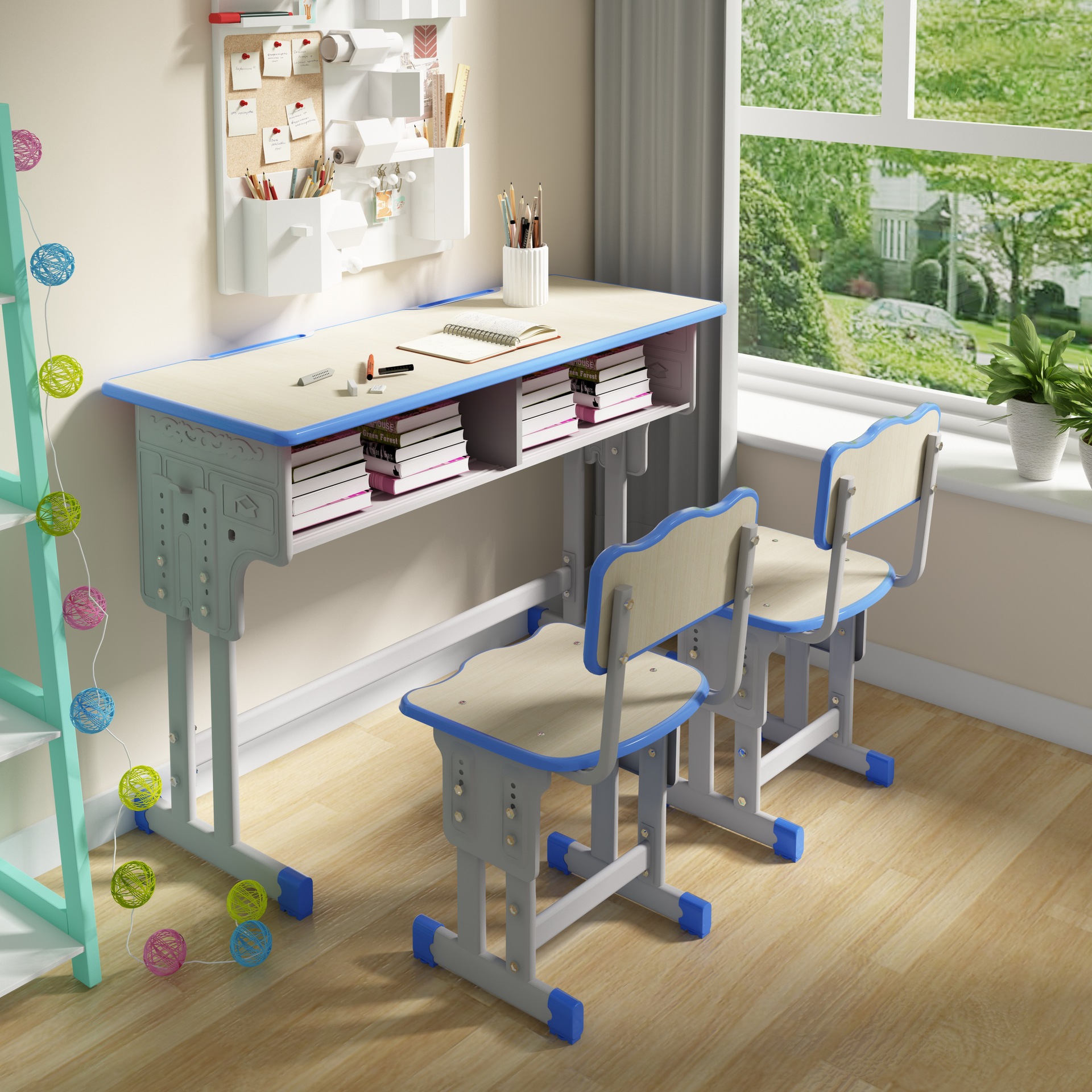 厂家直销学生辅导班桌椅中小学校培训桌儿童学习桌双人单人课桌椅