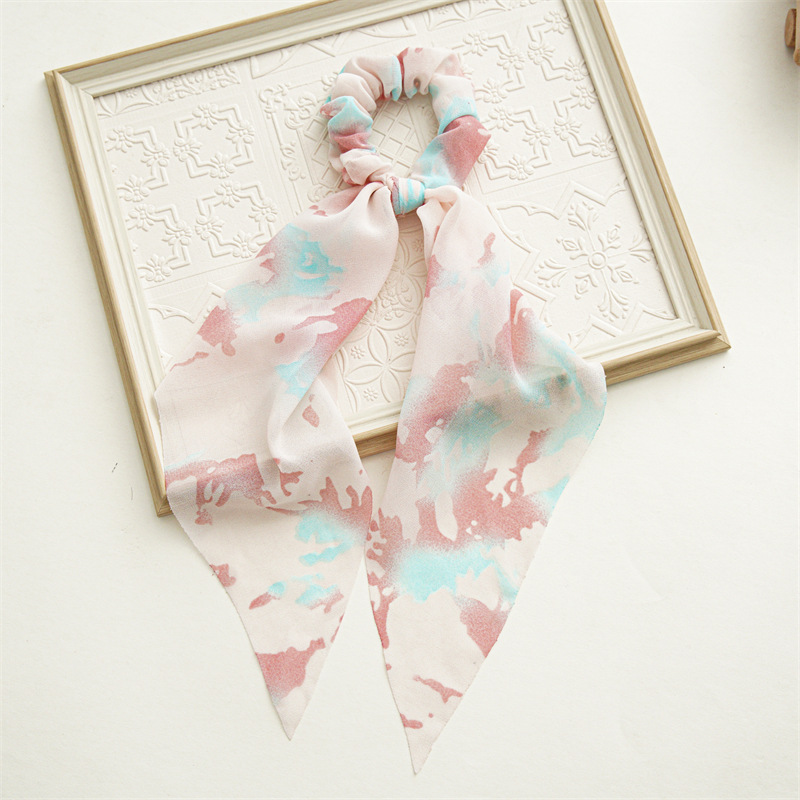 Three-State Summer Silk Scarf Floral Fresh Hair Band Ins Style Large Intestine Hair Band Wholesale Female Headband Bow Ribbon