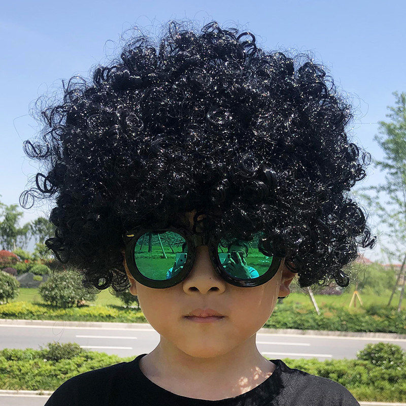 儿童彩色爆炸头假发幼儿园婚庆装扮小丑头套表演搞笑道具演出发套