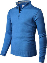 Men Sweater亚马逊外贸男士休闲修身毛衣长袖针织羊毛衫 Polo衫