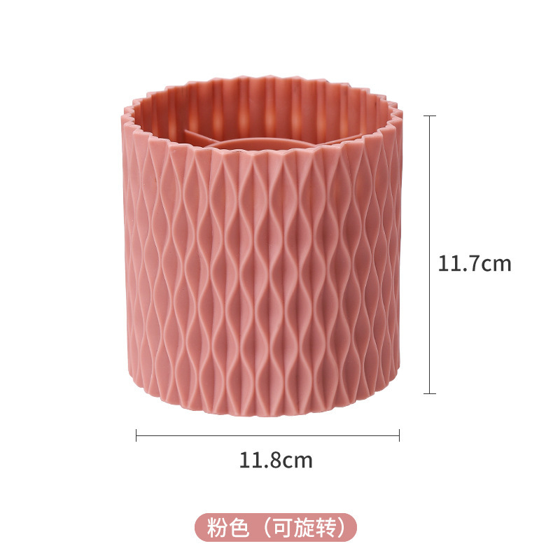 INS Rotating Diamond Plaid Pen Holder Large Capacity Student Desktop Makeup Brush Storage Bucket Lipstick Eyebrow Brush Holder