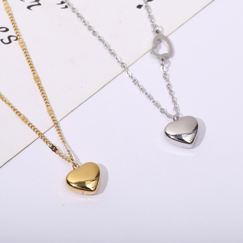 心形桃心网红爱心项链女气质小清新锁骨链简约森系钛钢项链女
