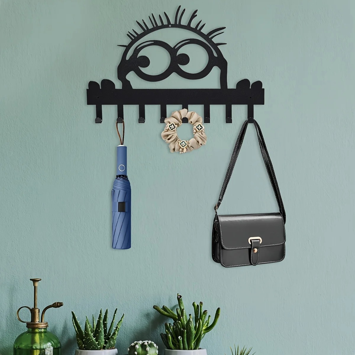 装饰性金属衣帽钩,壁挂式带 8 个挂钩,实用挂钩衣帽架外贸直供