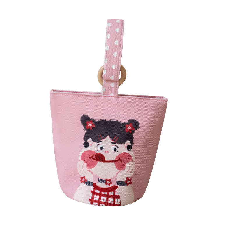 2023 New Niche Handbag Women's Bucket Bag Cartoon Cute Children's Printed Hand Bag Baby Mom Lunch Box Bag Wholesale