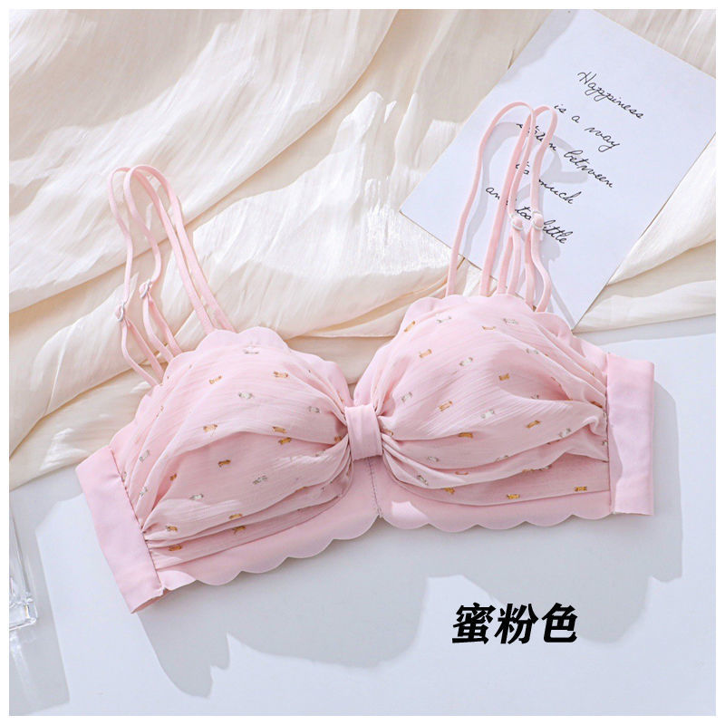 甜美日系少女文胸套装新款无钢圈上托聚拢防下垂学生内衣女文胸罩