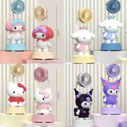 Foreign Trade Cross-Border Sanrio Clow M Doll Ornaments 2-Speed Fan Big Ear Dog Retractable Desktop Table Fans Batch