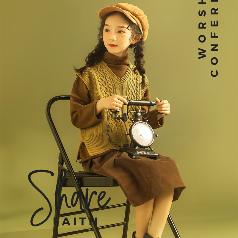 儿童摄影服装复古时尚大女孩写真服饰影楼10-12岁女童拍照相衣服