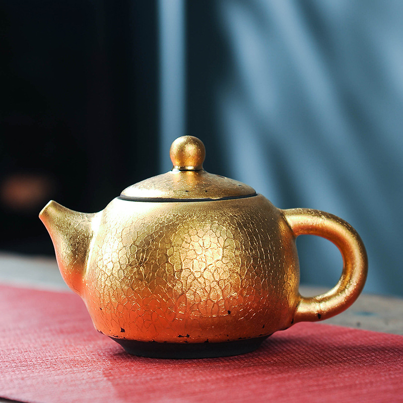 黄金油滴金鹧鸪茶壶24k纯金纯手工功夫茶具茶壶陶瓷建盏送礼礼盒