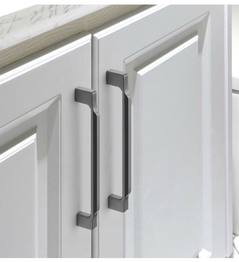 易嘉现代简约灰色哑光衣柜门拉手柜门橱柜抽屉单孔实心衣柜门把手