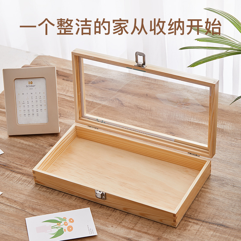 Solid Wood Translucent Gift Box Holiday Health Care Products Cordyceps Saffron Wooden Packing Box Household Jewelry Storage Box