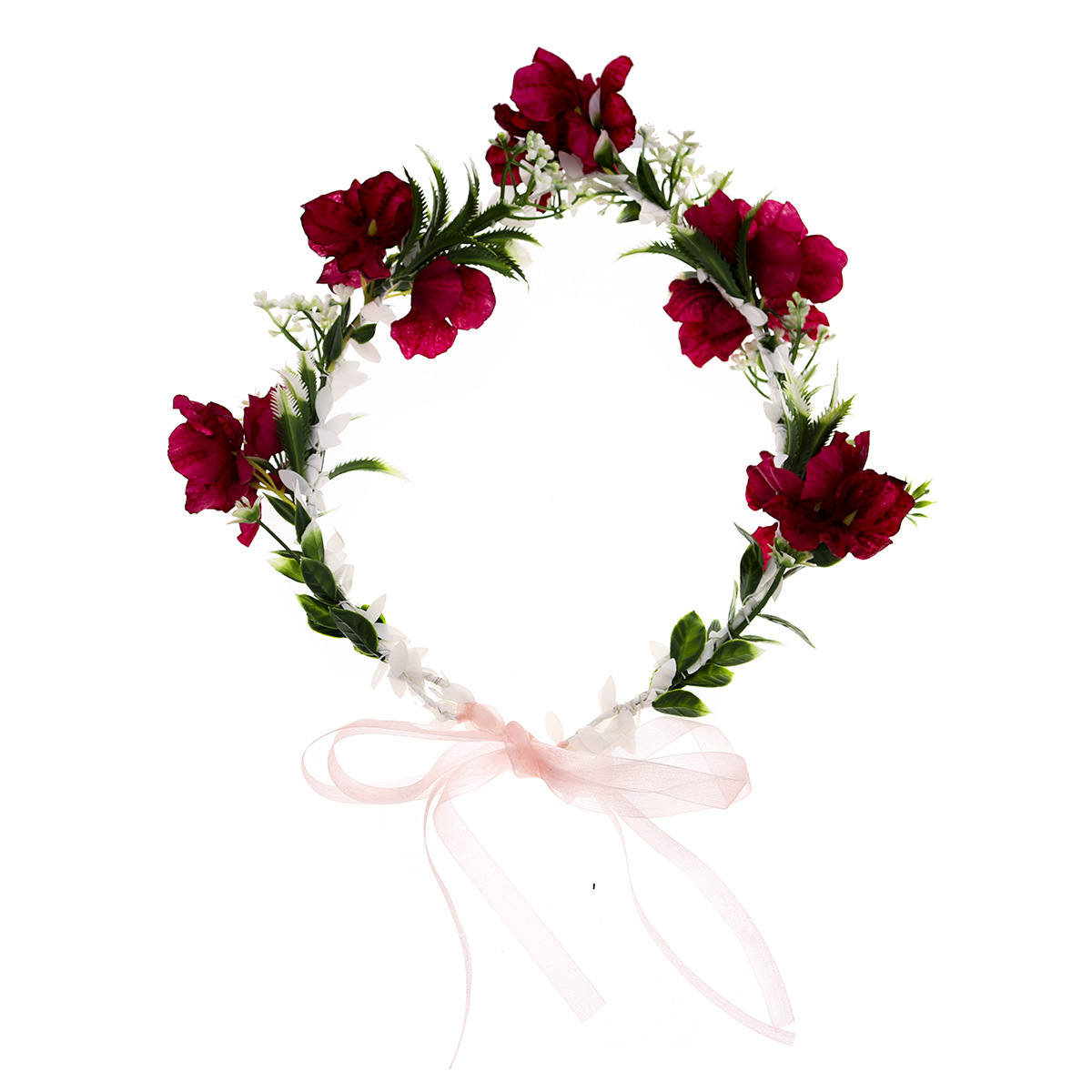 Cross-Border New Arrival Bridal Hair Accessories Artificial Rose Garland Headband Mori All-Match Wearing Flower Headdress Fabric Flower Hair Band