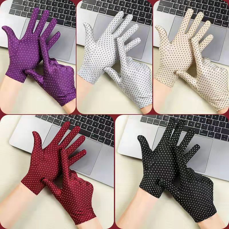 Summer Summer Sun Protection Gloves Women's Spring and Autumn Thin Electric Car Riding Driving Etiquette Spandex Stretch Gloves Jewelry