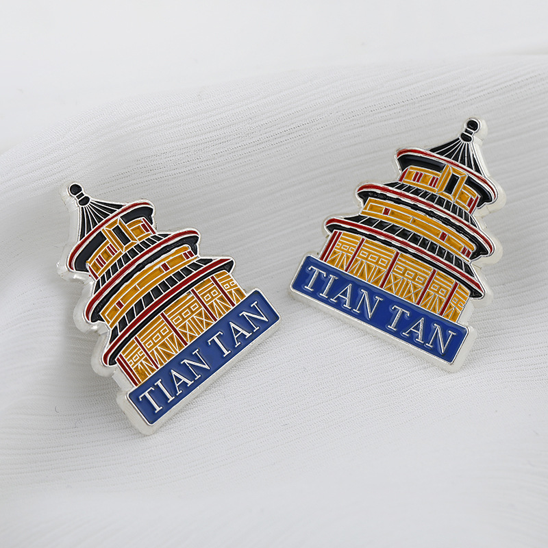 北京天安门纪念品徽章长城天坛胸章旅游文创礼物民族风金属胸针