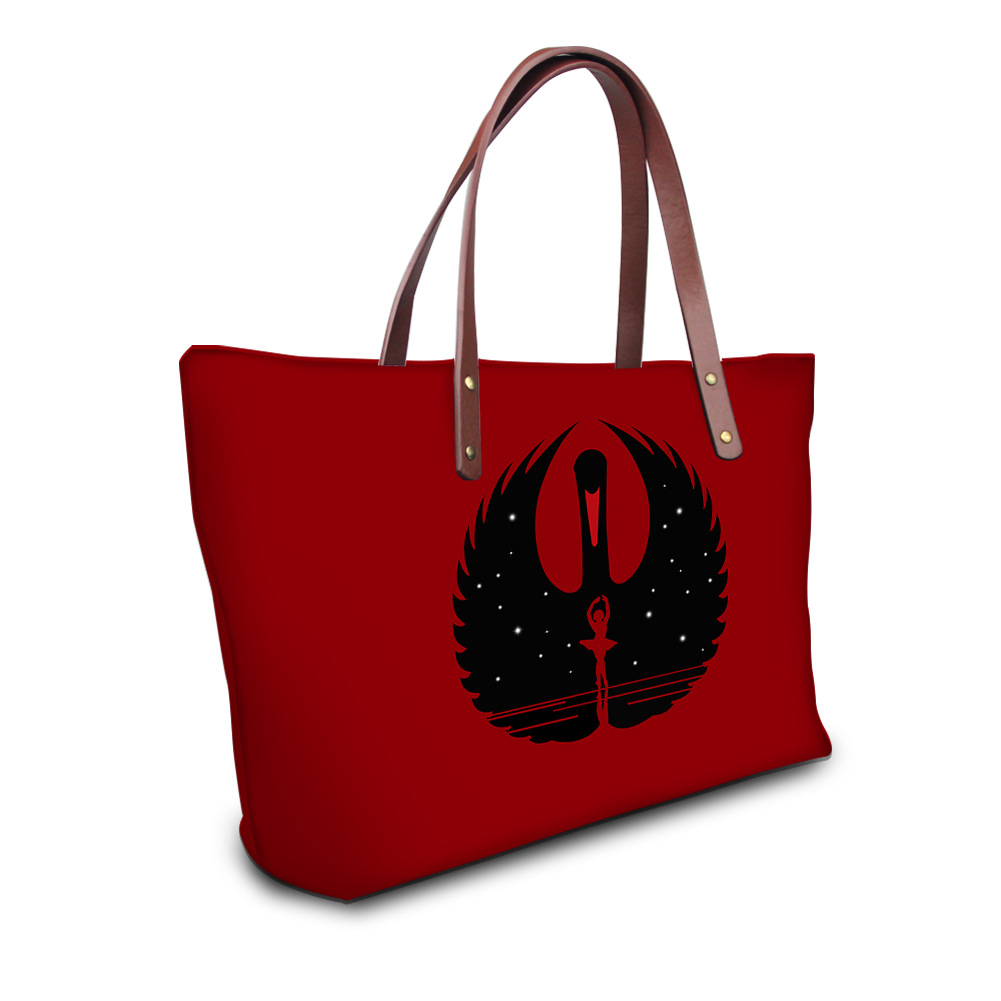 翅膀跳芭蕾女孩剪影印花时尚个性外出宴会典雅女士手提大包可代发