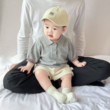 韩版儿童短袖针织衫夏季新款男童翻领Polo衫上衣婴儿薄款休闲衣服