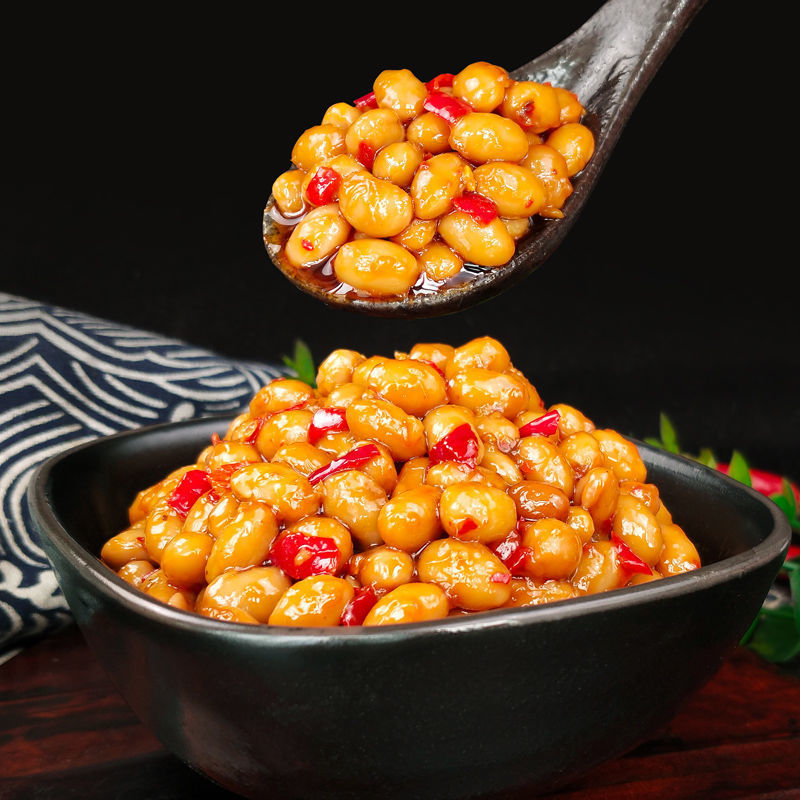 湖南特产腊八豆罐装农家自制香辣下饭菜拌面酱豆手工黄豆酱豆瓣酱