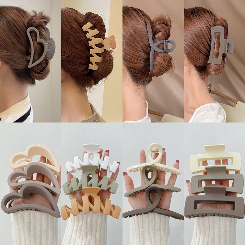 INS Frosted Large Clamp Hairpin Women's Korean-Style Elegant Graceful High-Grade Shark Clip Barrettes Big Clip Headdress