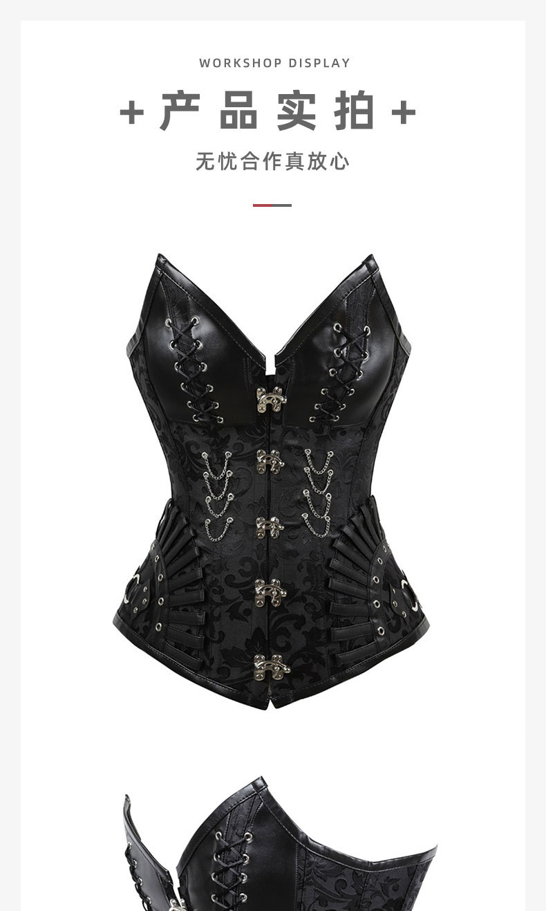 宫廷束身衣哥特式钢骨紧身胸衣v领复古胸托corset骨衣女束腰外贸