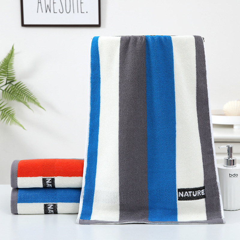 100% Cotton Towel Household and Face Wash Thick Absorbent Color Stripes Towel Adult Boys Bath Towel Wholesale Gift Towel