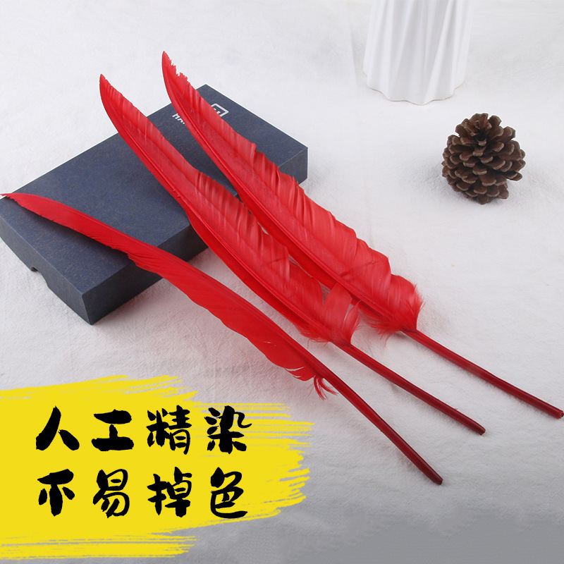 Factory Direct Sales Colorful Feather Goose Feather Humpback Knife Feather Feather Diy Ornament Feather Pen Wing Material