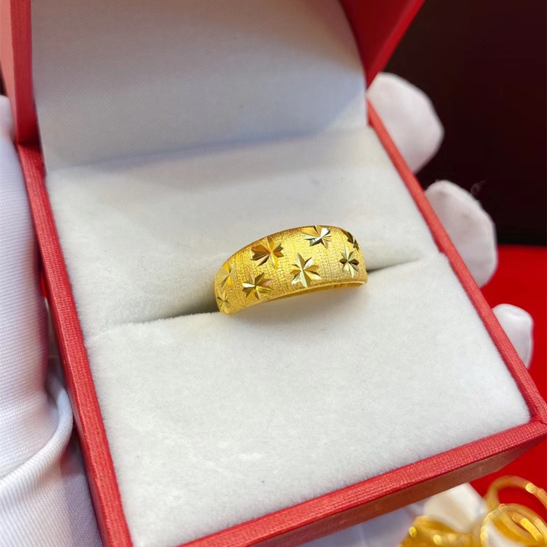 黄金戒指女足金9999妈妈戒指满天星百福款纯金指环首饰送妈妈礼
