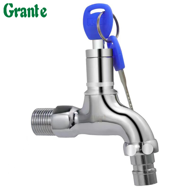 Factory Direct Sales Outdoor Anti-Theft with Lock Key Faucet Public Place Mop Pool 4 Points Quick Open Single Cold Faucet Water Tap