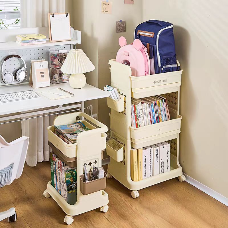 书包置物架可移动小推车带轮书本收纳架神器家用放书包桌下滑轮柜