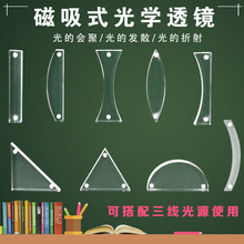 磁吸式凸透镜和凹透镜半圆透镜套装光的折射反射平行光源三线路半