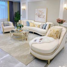 美式轻奢实木沙发客厅组合法式布艺沙发简欧小红书网红奶油风家具