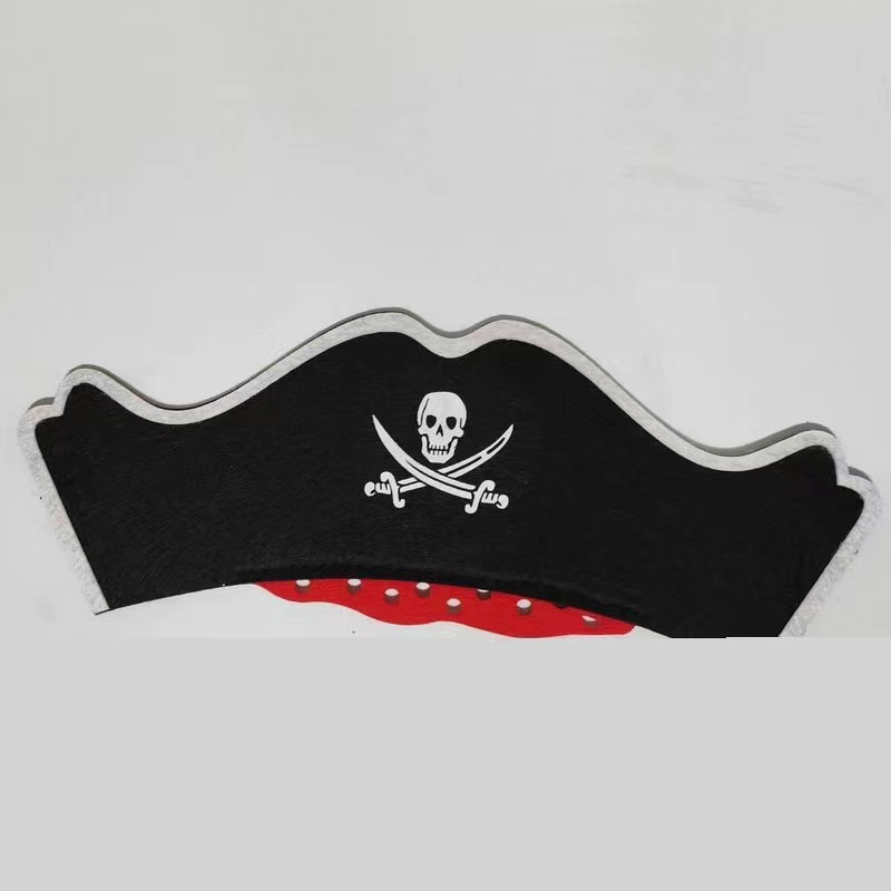 Cross-Border Halloween Felt Pirate Hat Masquerade Caribbean Mask One-Eyed Eye Mask Halloween Decoration