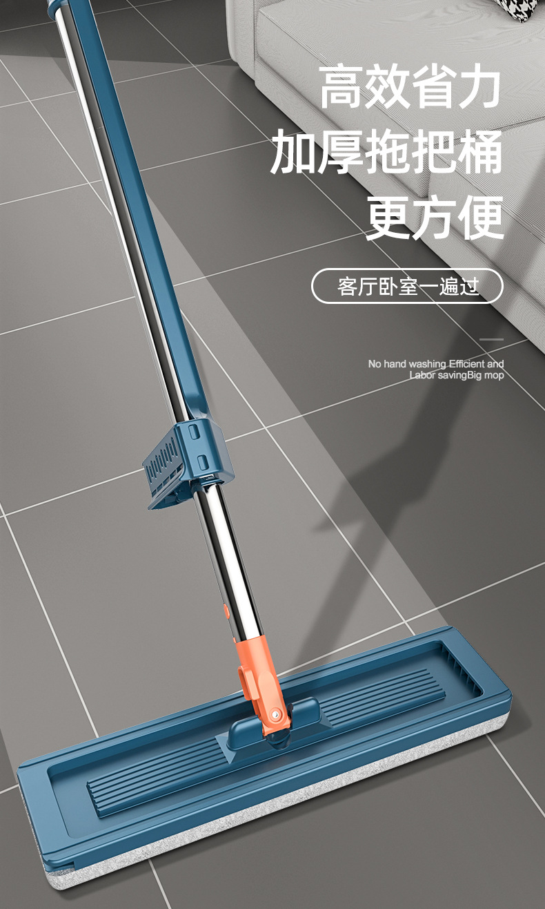 免手洗平板拖把家用大号干湿两用懒人拖把加强不锈钢刮水拖把批发