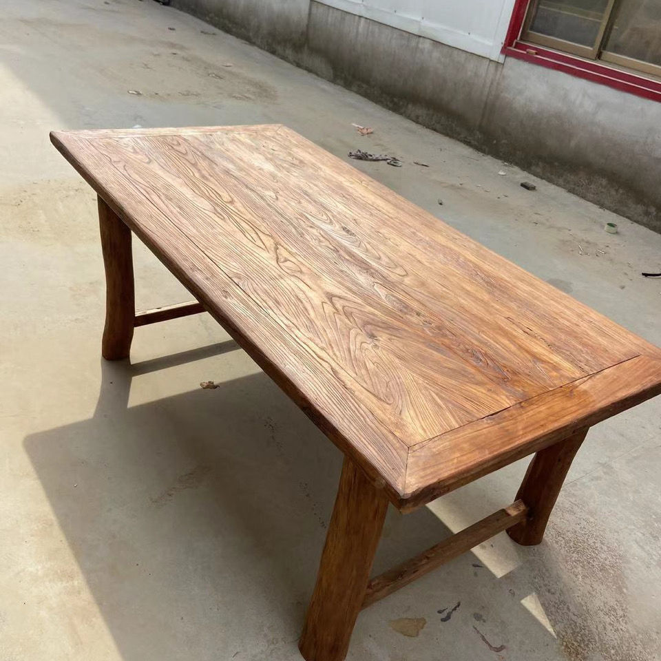 老榆木茶桌实木家用小茶台实木餐桌茶几桌榆木落房料