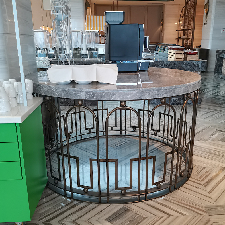 雷迪森酒店轻奢不锈钢茶几 酒店客房茶歇桌洽谈茶台茶几茶桌批发