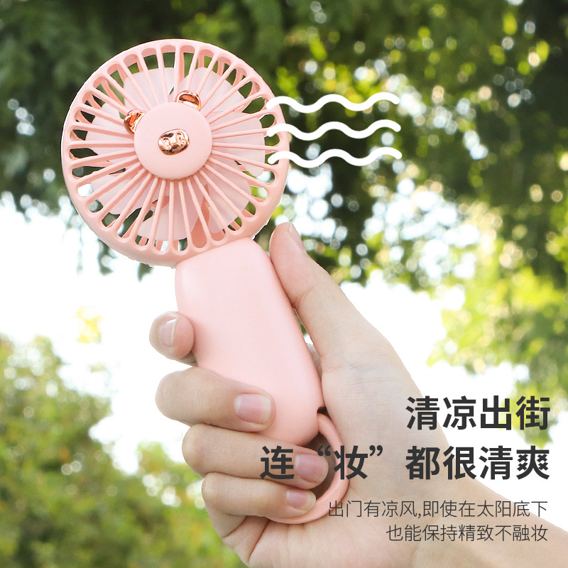 Cartoon with Light Little Fan Handheld Rechargeable New Drip Entity Opening Gift Portable Pocket Fan Wholesale