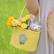 ins风野餐篮创意日式可爱手提水果儿童郊游外出户外棉线编织篮子