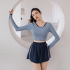 Manufactor Direct selling Sporty Fission Swimsuit blue Sunscreen Long sleeve Backless Show thin Self cultivation Three hot spring Swimwear Manufactor Direct selling Sporty Fission Swimsuit blue Sunscreen Long sleeve Backless Show thin Self cultivation Three hot spring Swimwear