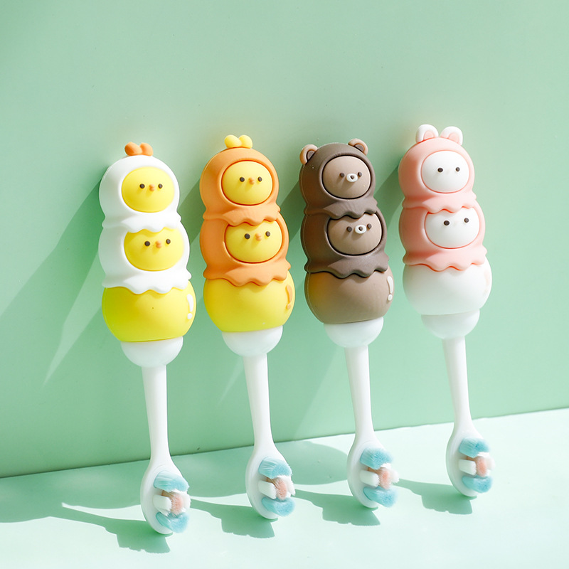 Japanese-Style Universal Animal Portable Soft-Bristle Toothbrush Children's Cartoon Universal Hair Toothbrush Silicone Non-Slip Handle Toothbrush