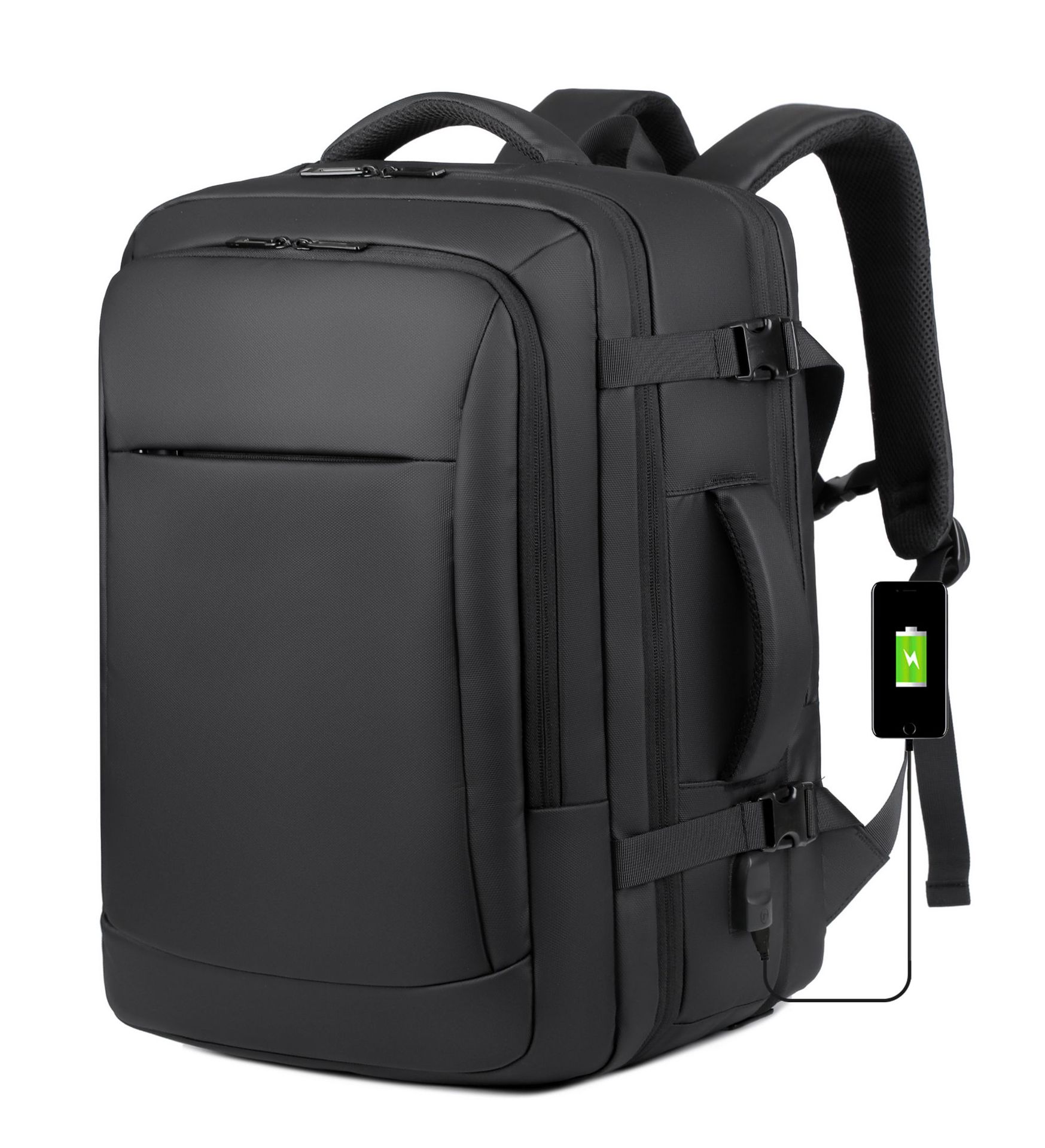 Cross-Border Men's Business Bag Laptop Bag Multi-Function Expansion Backpack Large Capacity Backpack Printed Logo