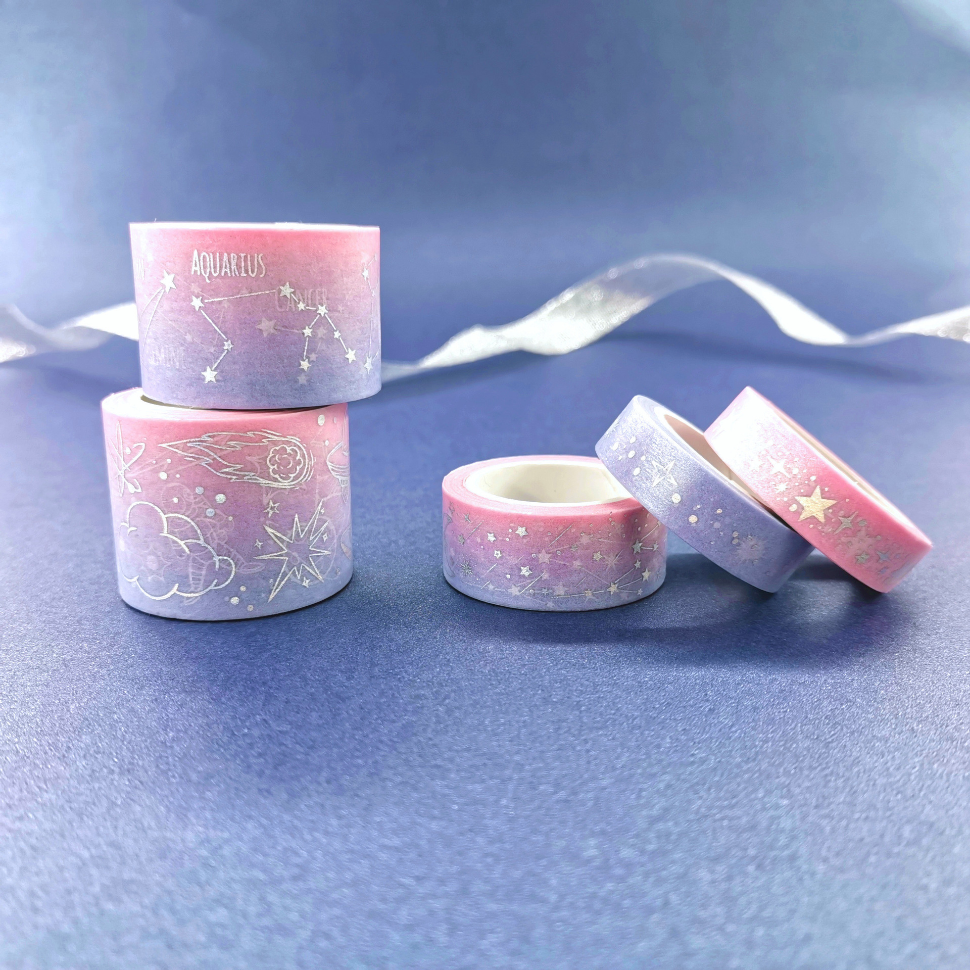 宇宙星空烫银和纸胶带6卷装可撕手账diy素材贴画