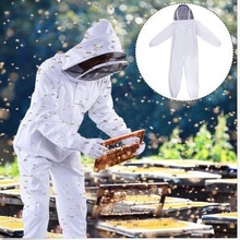 出口型全棉连体卡其色养蜂防护服+手套防蜂衣 防护服太空帽养蜂服