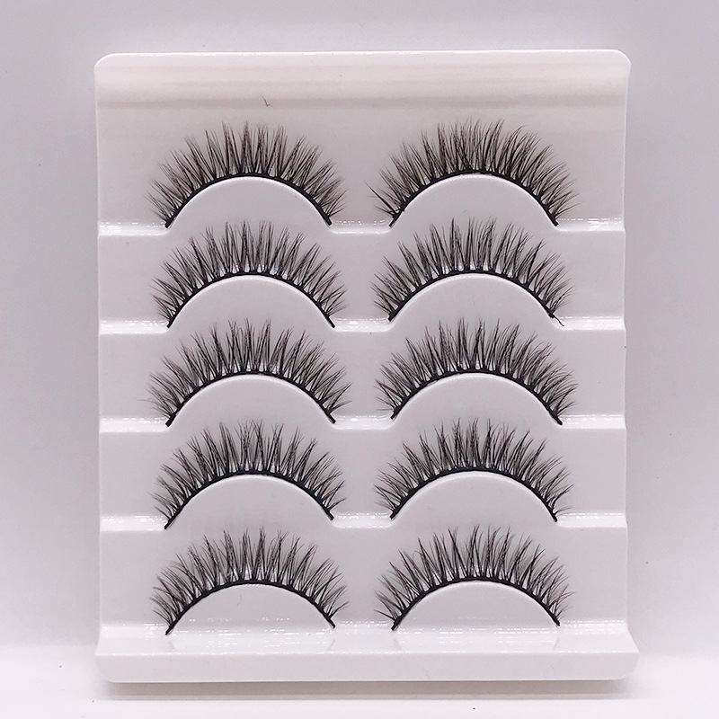 Cross-Border New 5 Pairs of Chemical Fiber False Eyelashes Soft and Comfortable Thick Eyelash Factory Wholesale