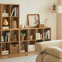三又木书架落地置物架简易书柜白橡木色家用客厅储物柜组合格子柜
