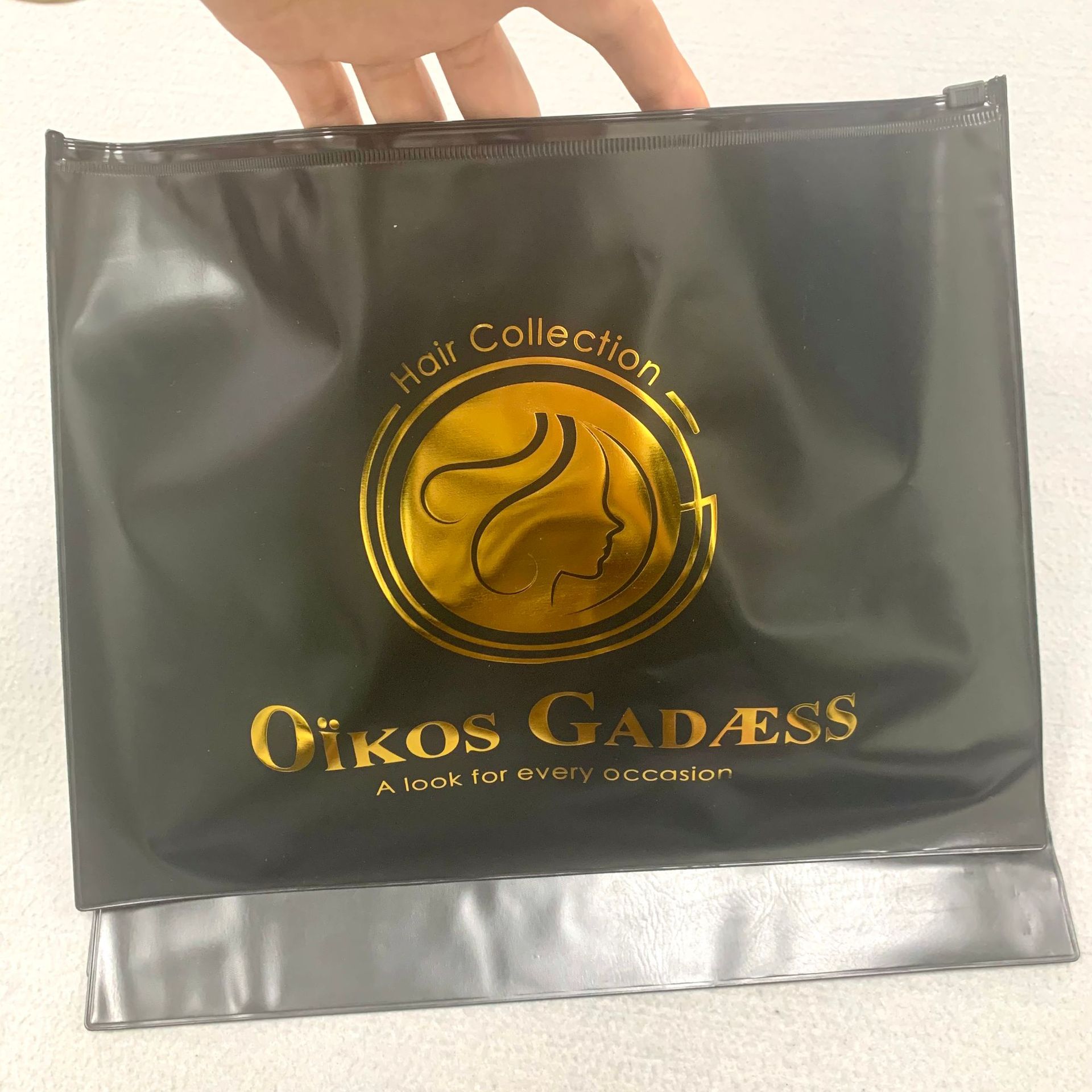 pvc烫金自封袋磨砂黑色拉链袋服装袜子包装袋内裤化妆品打孔印刷