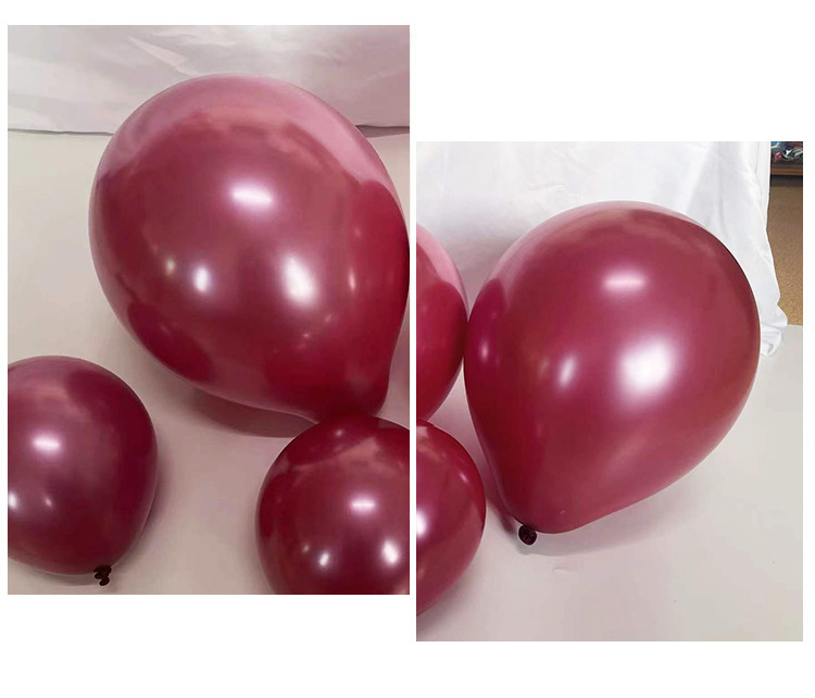 厂家批发5寸10寸12寸珠光气球圆形加厚婚庆气球酒红色珠光气球