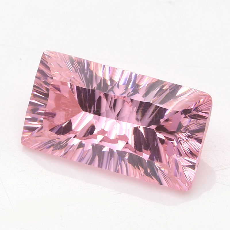 千禧切工长方形锆石 粉色立方氧化锆裸石 diy饰品戒面镶嵌裸石