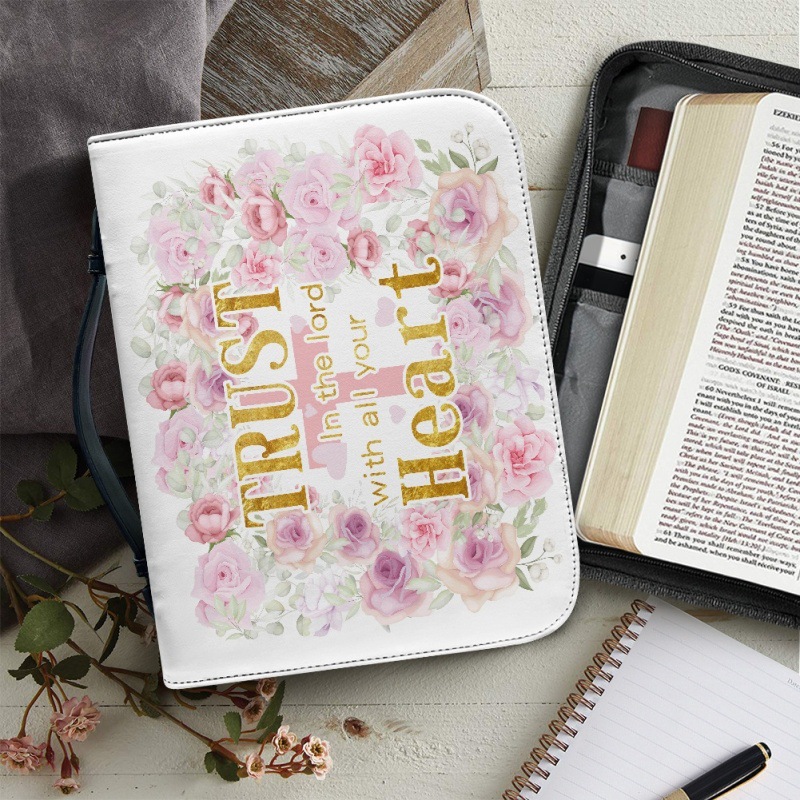 外贸temu代发花朵十字架个性设计圣 经包 bible bag祷告手拿包