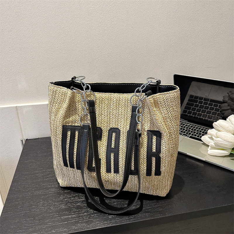 Korean Weaving Big Bag Female 2023 New Fashion Sense Ladies Large Capacity Shoulder Bag Western Style Letter Crossbody Bag